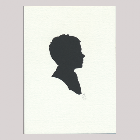 
        Front of silhouette, with boy looking right.